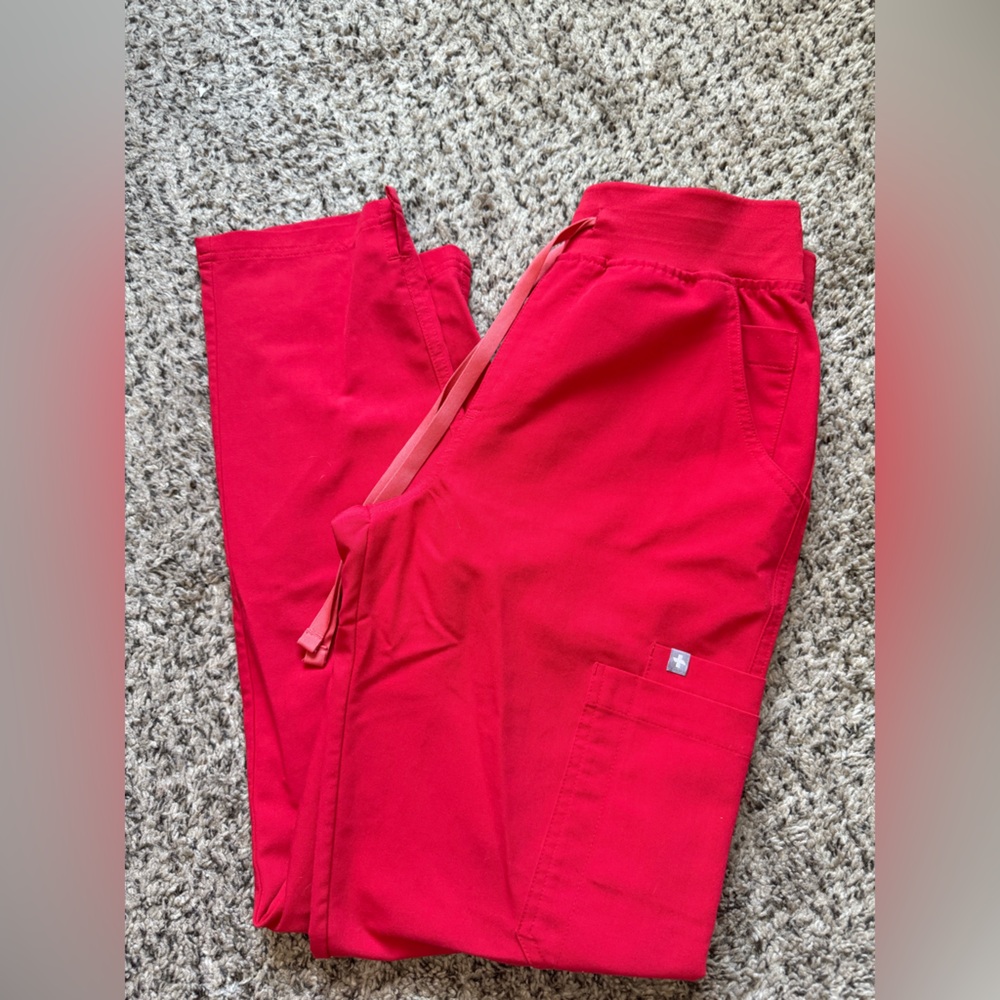 Pop Red High Waisted Yola Scrub Pants